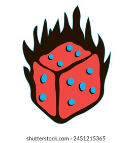 abstract subcultural object dice sign in vector in flat style. element for design, logo, sticker, poster, print