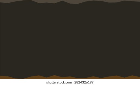 Abstract subterranean cave tunnel with jagged rocky edges dark gray black center brown earth minimalist decorative vector illustration
