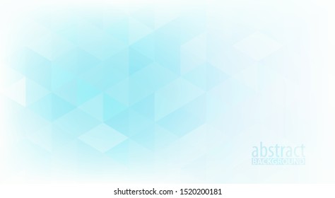 Abstract subtle background with gradient from pale turquoise to white textured by light blue triangles. Minimal vector graphic pattern