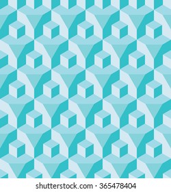 Abstract subtle blue geometry hipster fashion pillow cubes pattern