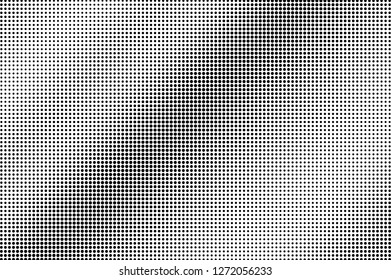 Abstract subtle dotted texture. Black dots on white background. Frequent dotted gradient. Vintage effect vector overlay. Ink dot pattern. Monochrome halftone texture. Industrial perforated surface