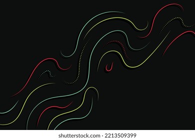 Abstrakte, subtile, gefallene, scharfe Linien auf schwarzem Hintergrund