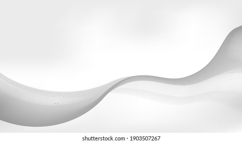Abstract subtle white background with transparent wave on light grey. Minimal vector graphics