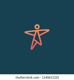 Abstract success logo vector design. Winner, star man, celebrity, business, active lifestyle, team work, gym logotype. Editable Design Happy people and star logo. Fitness, sport web icon.