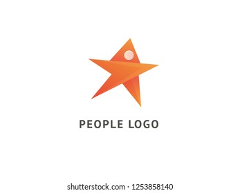 Abstract success logo vector design. Winner, star man, celebrity, business, active lifestyle, team work, gym logotype. Editable Design Happy people and star logo. Fitness, sport web icon.