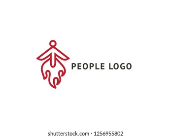 Abstract success logo vector design. Winner, star man, celebrity, business, active lifestyle, team work, gym, fire logotype, rocket, speed. people and fire sign. Fitness, sport web icon