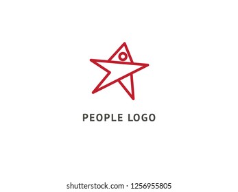 Abstract success logo vector design. Winner, star man, celebrity, business, active lifestyle, team work, gym logotype. Happy people and star logo. Fitness, sport web icon.