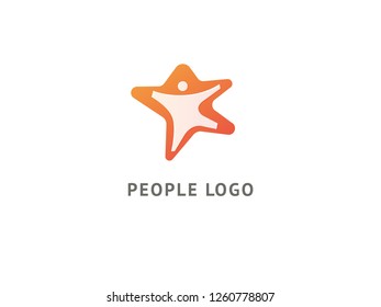 Abstract success logo vector design. Winner, star man, celebrity, business, active lifestyle, team work, gym logotype. Editable Design Happy people and star logo. Fitness, sport web icon.
