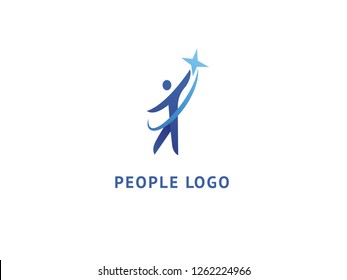 Abstract success logo vector design. Winner, star man, celebrity, business, active lifestyle, team work, gym logotype. Editable Design Happy people and star logo. Fitness, sport web icon.