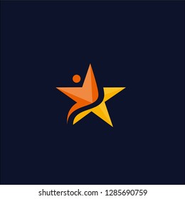 Abstract success logo vector design, healthy  star logo, Happy people healthy life logo template and star logo. Fitness vector icon - Vector 