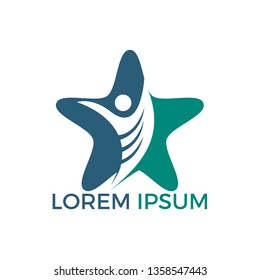 Abstract success logo vector design. Happy human and star logo design.  Fitness and health logo concept design.