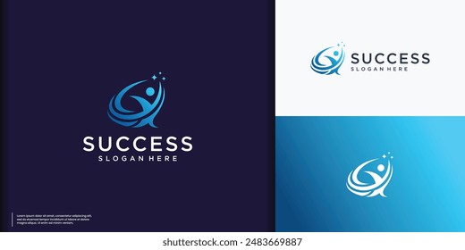 Abstract Success people logo template design. Leadership logo concept vector