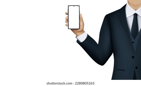Abstract Successful Businessman Shows Mobile Phone. EPS10 Vector