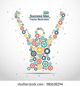 Abstract successful man from gear