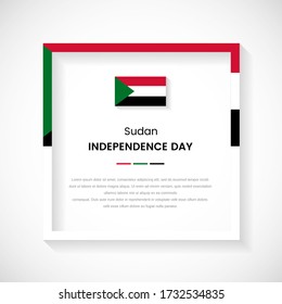 Abstrakte Darstellung der Lage auf dem Quadrat des Sudan. Moderner Länderrahmen mit Text für den Unabhängigkeitstag im Sudan