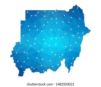 Abstract Sudan Map geometric rumpled triangular low poly style gradient graphic on white background , line dots polygonal design for your . Vector illustration eps 10
