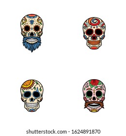 Abstract Sugar Skull Vector Set Eps 10