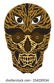 abstract sugar skull wildlife animal, tiger hawk, eagle color 1