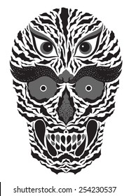 abstract sugar skull wildlife animal, tiger hawk, eagle black and white