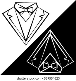 Abstract suit silhouettes isolated on white and black background