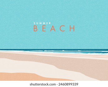 Abstract summer background with art illustration of sea beach and sky. Tropical coast landscape with beautiful sea shore beach on a nice sunny day