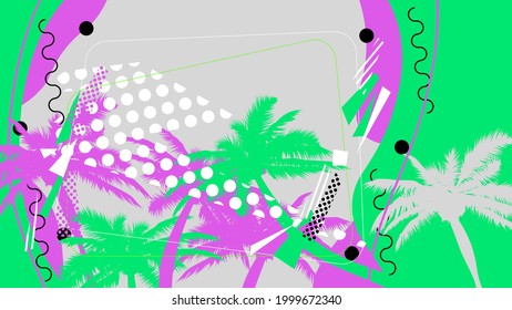 Abstrakter Sommer-Hintergrund Banner, Plakatdesign-Vorlage mit Palmen.