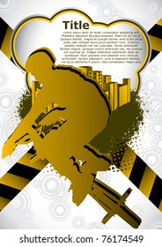 Abstract summer background with with bmx biker silhouette