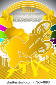 Abstract summer background with bmx cyclist silhouette