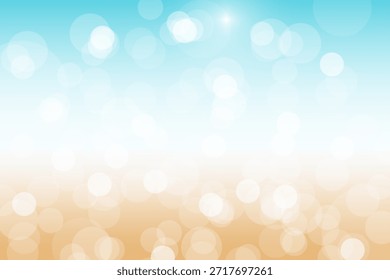 Abstract Summer Background with Bokeh and Soft Blue Sky Tone., Beach bokeh background soft light circles blur effect for seasonal vacation banners or holiday posters.