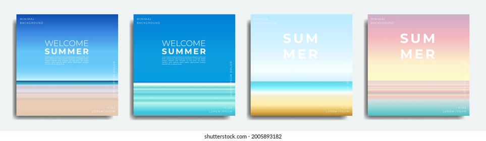 Abstract summer background bundle, gradient with summer, beach, sea colors