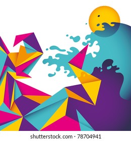 Abstract summer background with colorful forms. Vector illustration.