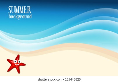 Abstract Summer Background With a Cute Starfish