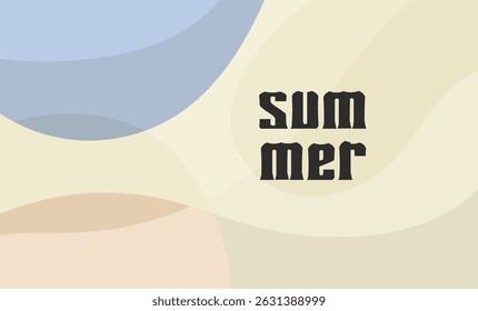 Abstract Summer Background Design Pastel Waves and Typography