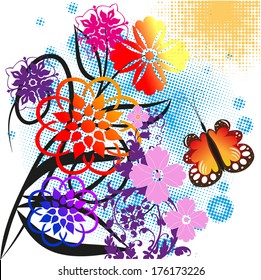 Abstract summer background of flowers vector