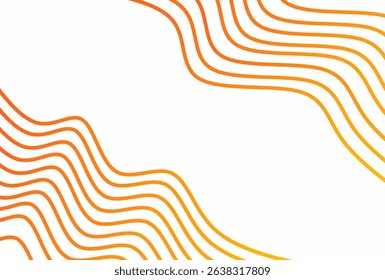 Abstract summer background with flowing orange and yellow gradient lines on white. Modern, minimal, and dynamic design suitable for seasonal graphics and creative projects.