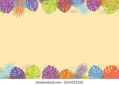 Abstract summer background with hand drawn leaves. Vector illustration