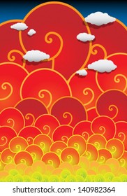 Abstract summer background illustration with clouds