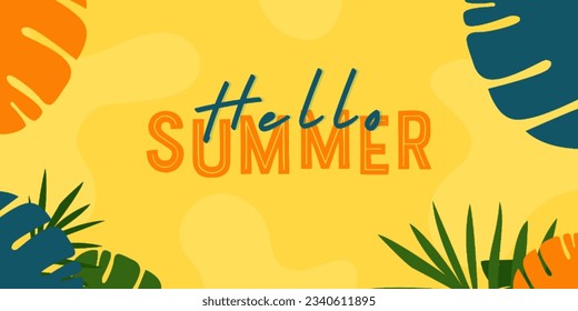 Abstract Summer background layout banner design. Horizontal poster, greeting card, header for website.