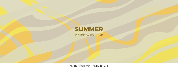 Abstract summer background with minimalist modern design and yellow beige wavy shapes. Vector illustration