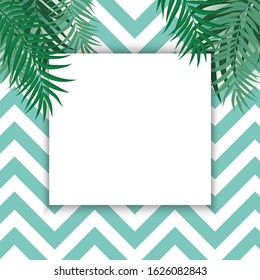 Abstract Summer Background with Palm Leaves and Frame for Text. Vector Illustration EPS10
