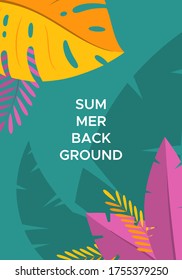 Resumen del fondo de verano con hojas de palma y espacio para el texto. Plantilla para el diseño de historias en medios sociales, banner, tarjeta de saludo, afiche y publicidad. Ilustración del vector