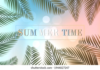 abstract summer background with palm leaves. summer time. vector illustration. bottom view