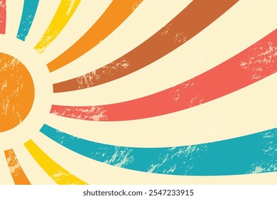 Abstract summer background. Retro sun design. Vector illustration