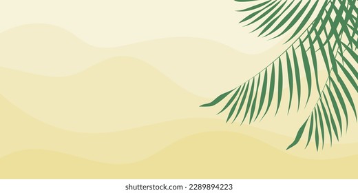 Abstract summer Background with sand and Palm leaves. Summer Holiday concept