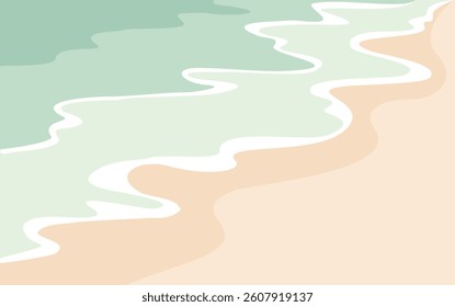 Abstract summer background with sandy sea beach and turquoise water. Minimalist vector illustration in pastel colors.