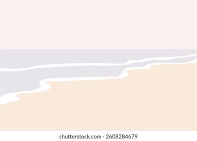Abstract summer background with sandy sea beach and turquoise water. Minimalist vector illustration in pastel colors.
