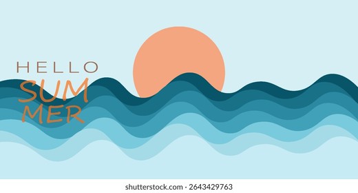 Abstract summer background with sea beach top view art illustration. Tropical beach landscape with beautiful, calm and relaxing seaside beach on a sunny day.