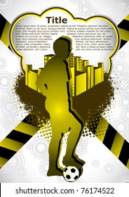 Abstract summer background with with soccer player silhouette