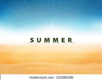 Abstract summer background with sun burst blue sky on desert. You can use for vacation artwork, ad, poster, presentation, print. illustration vector eps10