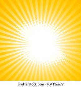 abstract summer background with sun rays and halftone effect